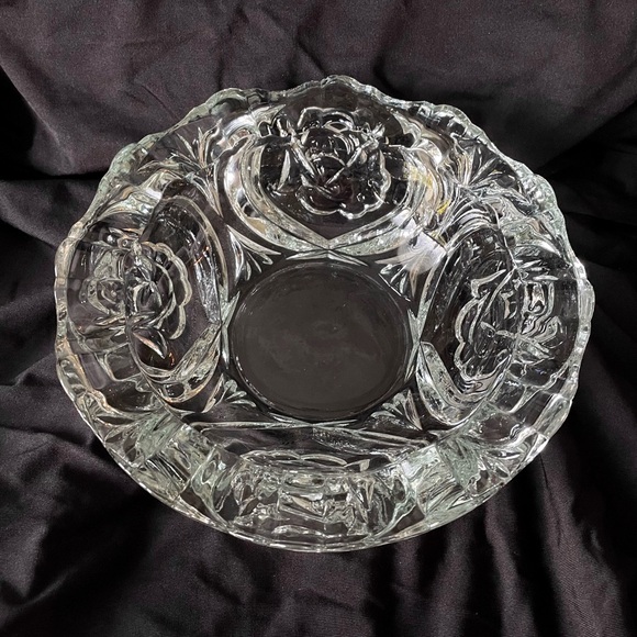 Vintage Pasari Rose Design Glass Candy Bowl Indonesia 8” Signed Thick & Heavy! - Picture 1 of 7